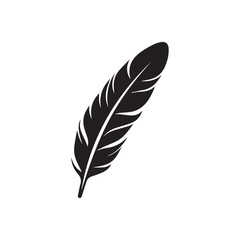 Fototapeta premium Feather icon. Black silhouette of a bird on a white background.