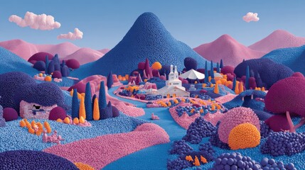 Vibrant Surreal Culinary Tours Featuring Vineyards Markets and Cooking Classes in a Colorful Landscape for 2026 Trend Advertising Stock Imagery