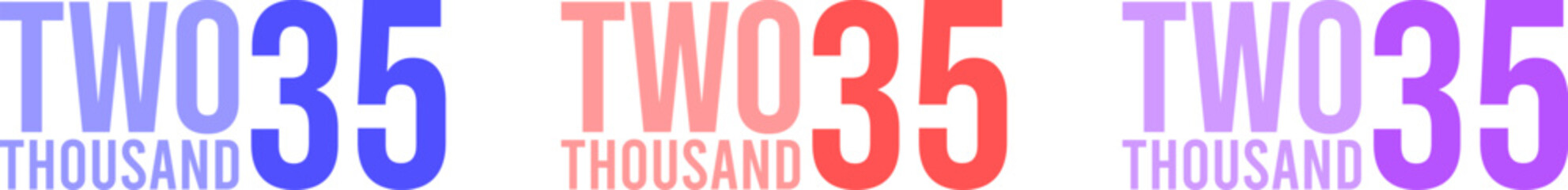 Abstract Grainy Gradient Year 2035 Pack. Isolated Modern New Year Future Concept Transparent Background