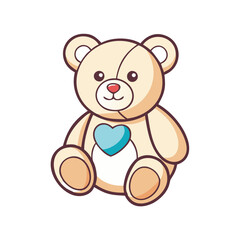 Obraz premium Cute teddy bear plush toy vector illustration for kids and baby products design element concept
