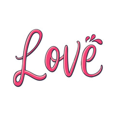 Obraz premium Love heart valentine's day romantic feelings relationship greeting card pink design calligraphy art graphic