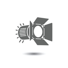Flat Design Spotlight Icon for Stage and Studio Lighting