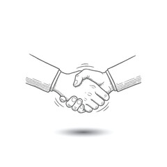 Business Handshake Agreement Line Art