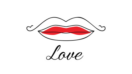 Vibrant lips with mustache and love text