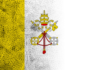 White background with Vatican flag on fishing net