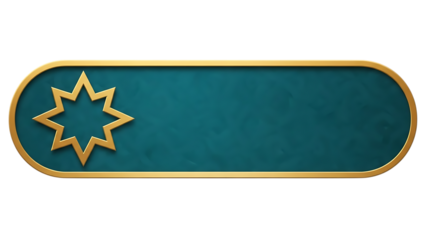 Teal and gold star emblem on a transparent background with rounded rectangle shape