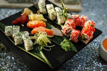 Assorted Sushi Platter with Nigiri and Rolls