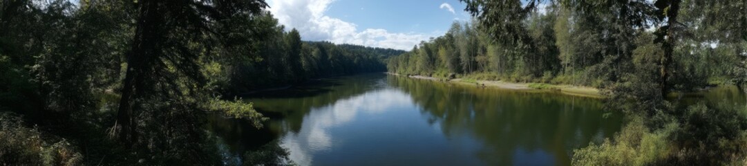 Obraz premium Tranquil river reflection nature hdr panorama scenic view