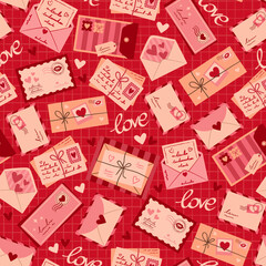 Colorful Heart Envelope Pattern for Valentine's Day Celebrations, Love Letters and Romantic Designs 