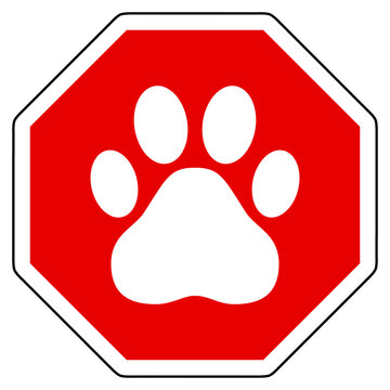 Pfote und Stopp Schild