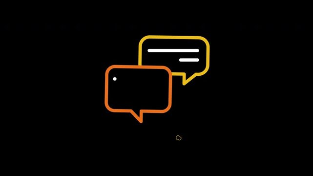 Animated comment and chat message icons, conversation, online messaging, social interaction, digital communication, and user engagement, Transparent video with alpha channel