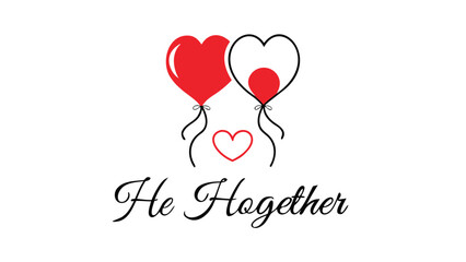 Heart shaped balloons and sweet togetherness concept