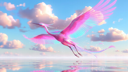 Ethereal Whisked Crane Soars