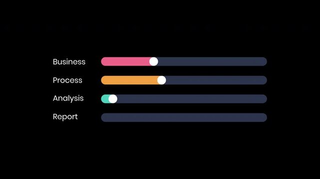 Animated company presentation progress slide bar, project updates, business workflow, corporate reporting, and professional data visualization with Transparent video