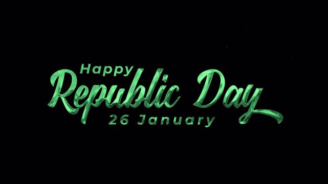 Happy Republic Day Lettering Text Animation on green color. Suitable for social media posts, greeting cards, and patriotic-themed designs. 4k video 