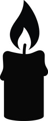 Black silhouette of a candle with a flame on top simple icon or logo
