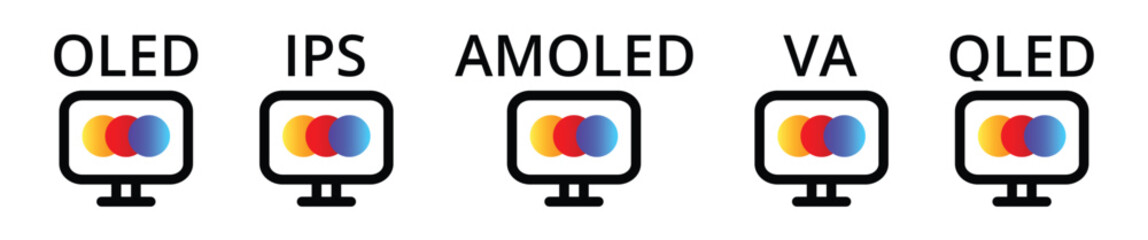 Comparison of oled, ips, amoled, va, qled display technologies.