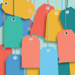 Colorful Hanging Price Tags and Labels for Sale.