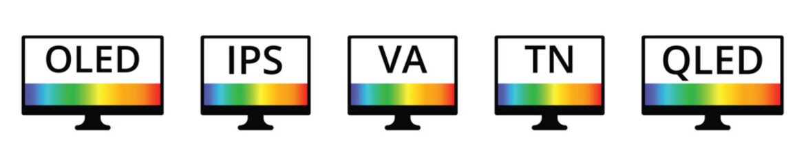 Comparison of oled, ips, va, tn, and qled monitor display technologies.