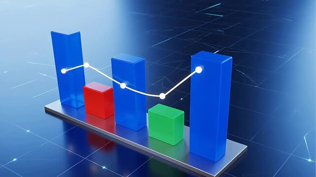 3D bar chart with line graph