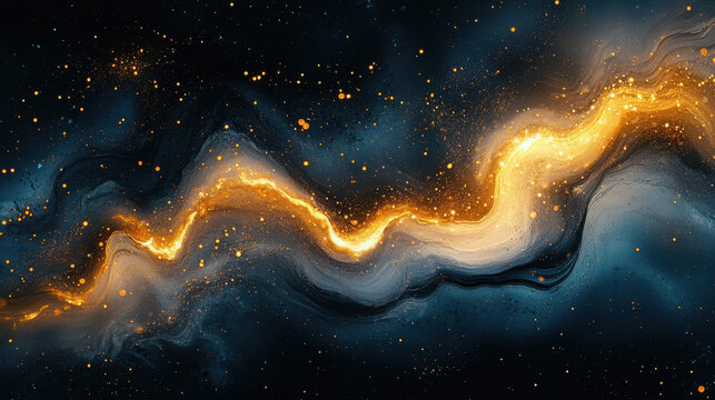 cosmic gold teal fluid marbling abstract background for branding - Powered by Adobe