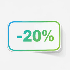 Discount sticker with twenty percent off sale promotion.