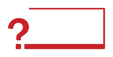 Red question mark with horizontal line on white background.