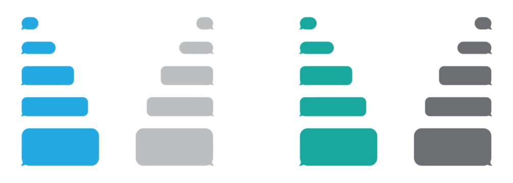 Blank vector message bubbles. Chat or messenger speech bubble. SMS text frame. Short message sending.