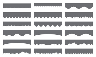 Wave icon. Set of wavy zigzag lines. Wave ornament pattern isolated on white background. Wave and zigzag horizontal lines. Curved lines zigzag. Curvy and jagged decorative borders isolated