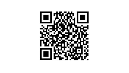 Modern QR code on black background for digital scanning