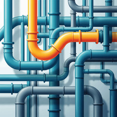 Complex Network of Industrial Pipes and Plumbing System.