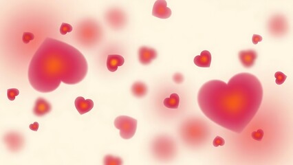 Vibrant pink hearts floating on soft white background for Valentine's Day
