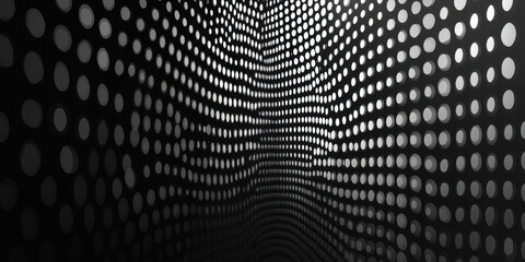 abstract white dots perspective wave on black background for digital design and branding