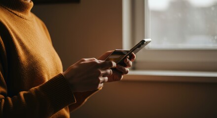 Golden Hour Online Shopping: Close-up of Hands Using Smartphone and Credit Card