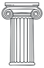 An outline illustration of a classical Greek column in minimalist vector style, ideal for architectural design and educational materials
