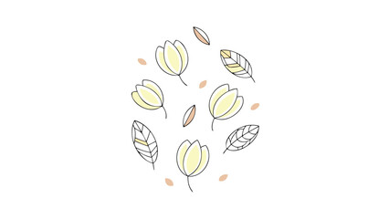Stylized leaves falling in the air with soft colors