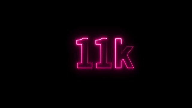 Glowing pink neon 11k text on black background, symbolizing achievement and milestone