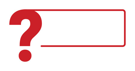 Red question mark with empty text box frame.