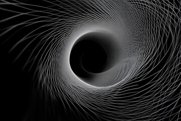 abstract monochrome wireframe vortex tunnel for sci-fi web design and branding