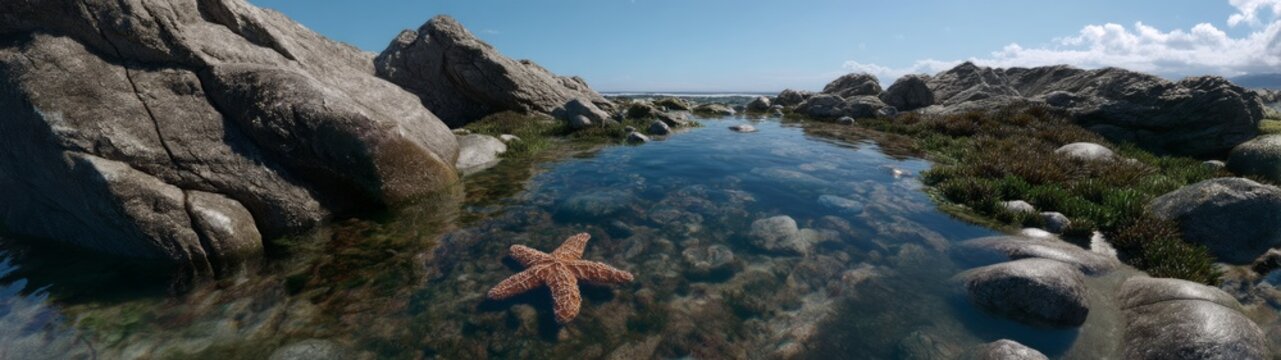 Serene tide pool exploration coastal rocks hdr landscape tranquil view