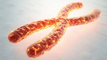 Glowing chromosome structure with clean background, showcasing vibrant colors and intricate details
