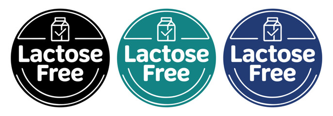 Lactose Free badge set, Lactose Free label set, Lactose Free logo set
