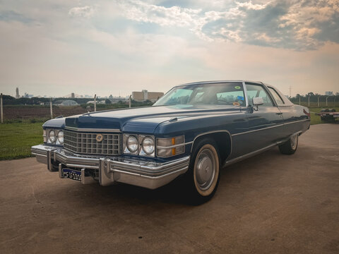 Cadillac Coupe deVille from the 1970 s. At a classic car show in Sao Paulo.