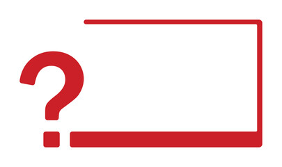 Red question mark with rectangular border design.