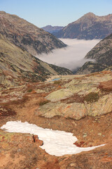 Schweizer Alpenidylle; Blick vom Grimselpass hinunter in das Haslital