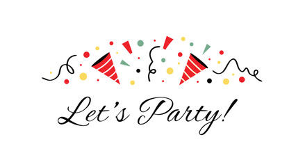 Vibrant party invitation with colorful confetti and balloons