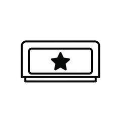 Simple black star icon on a rectangular badge with a flat design
