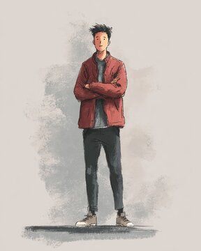 man standing still, relaxed confidence
