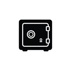 Fototapeta premium Black safe icon with white outline on a plain background
