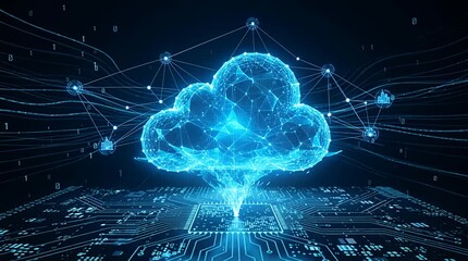 Networked digital cloud computing data center connections and information flow technology concept, network. - Powered by Adobe